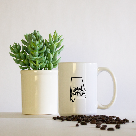 Sweet Home Alabama Hand-Lettered State of Alabama Coffee Mug Gift